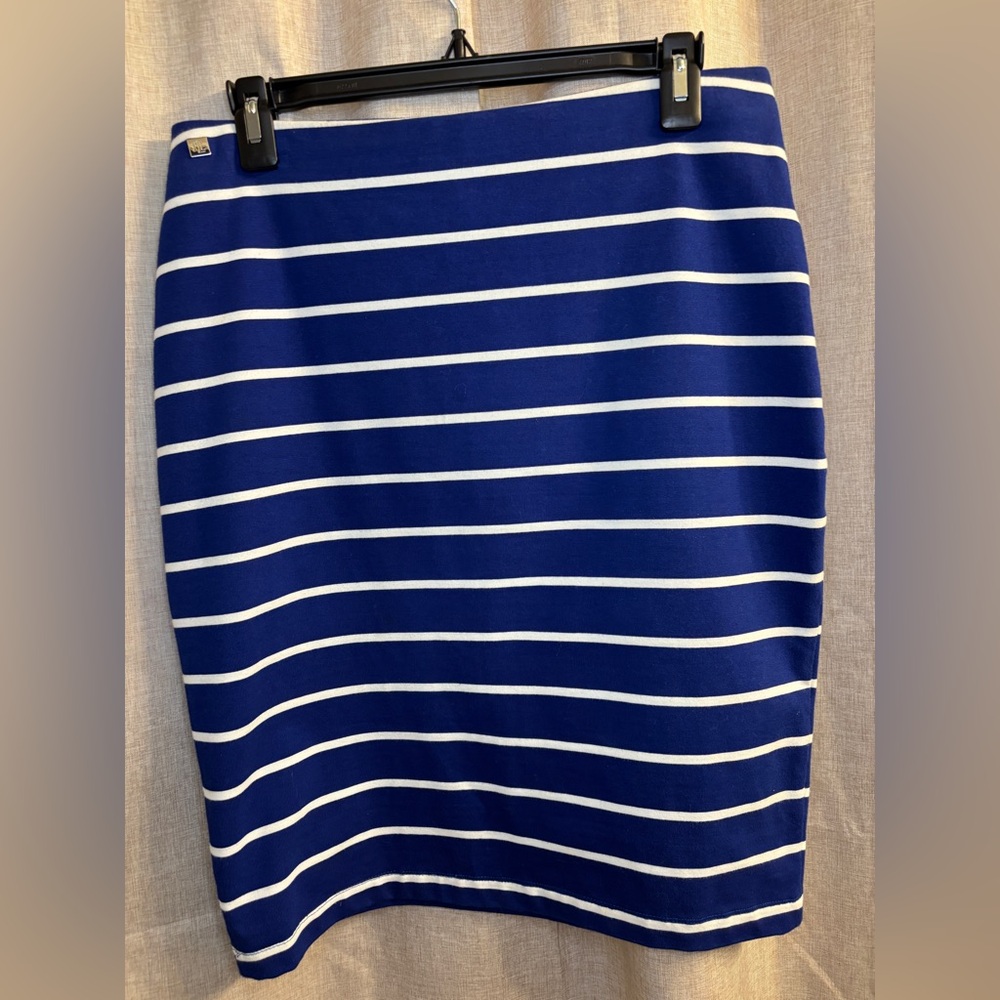 Ralph Lauren Blue and White Pencil Skirt Knee-Length Resort Wear